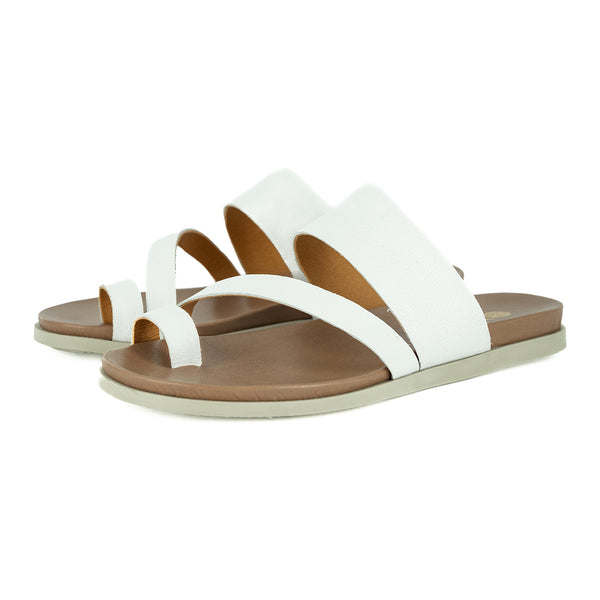 Ningizimu : Ladies Leather Sandal in White Cayak