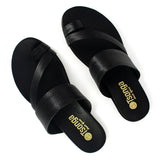 Ningizimu : Ladies Leather Sandal in Black Cayak