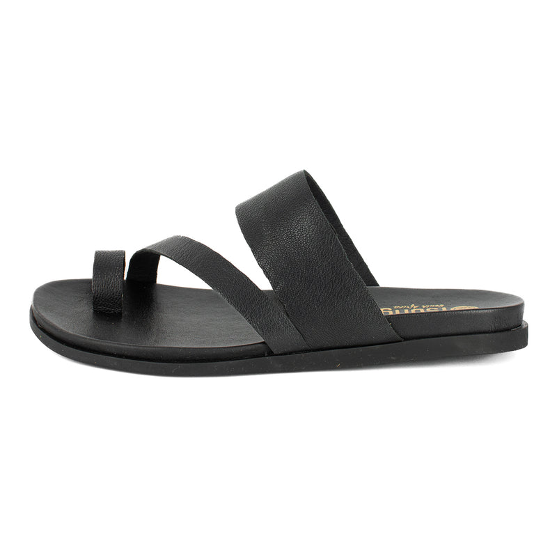 Ningizimu : Ladies Leather Sandal in Black Cayak