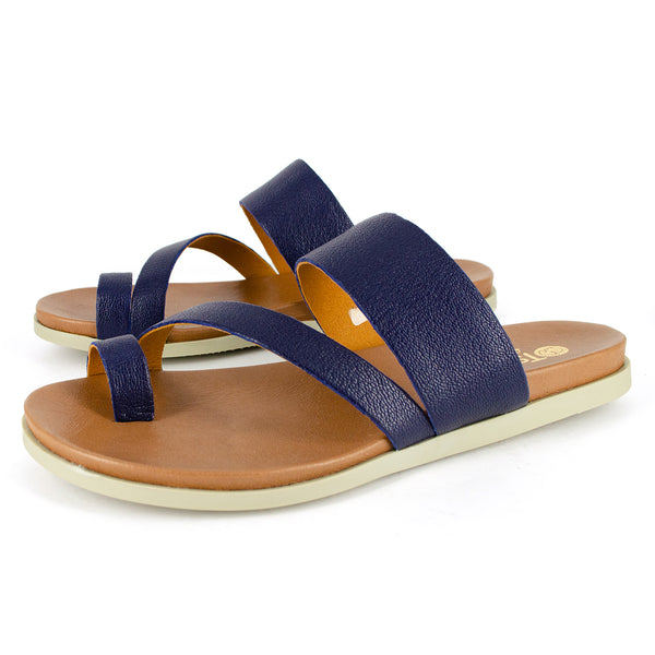 Ningizimu : Ladies Leather Sandal in Marine Cayak