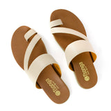 Ningizimu : Ladies Leather Sandal in Cream Cayak