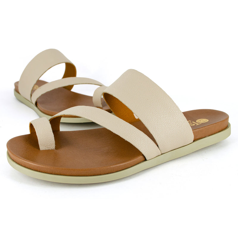 Ningizimu : Ladies Leather Sandal in Cream Cayak