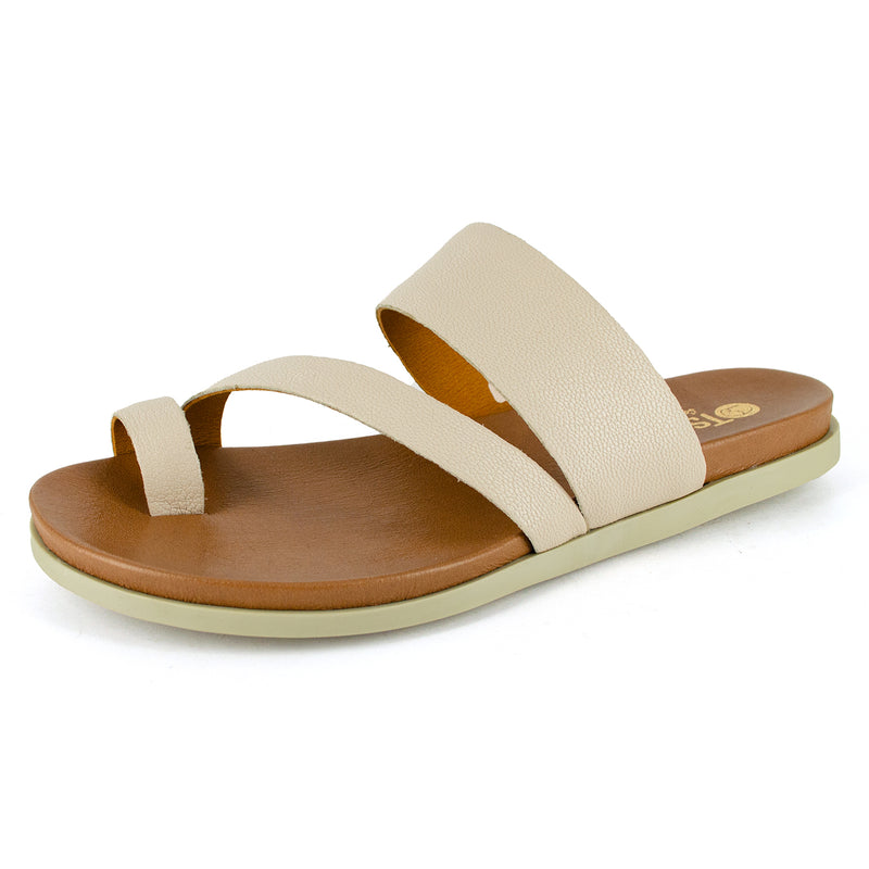 Ningizimu : Ladies Leather Sandal in Cream Cayak