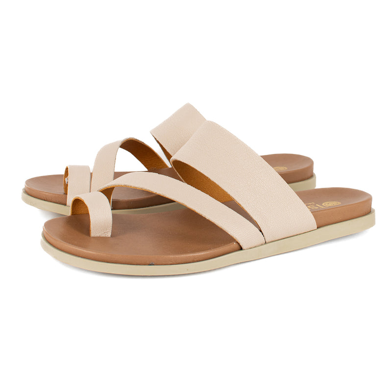 Ningizimu : Ladies Leather Sandal in Cream Cayak