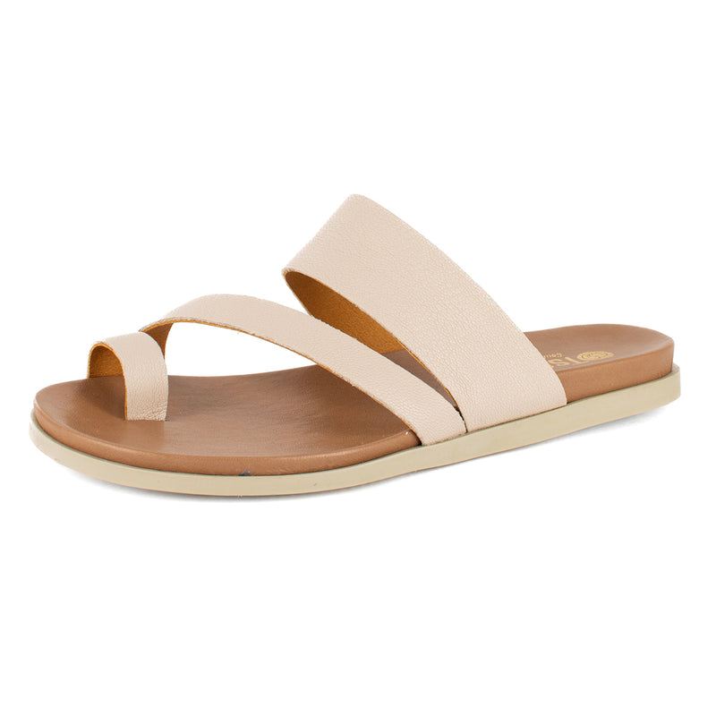 Ningizimu : Ladies Leather Sandal in Cream Cayak