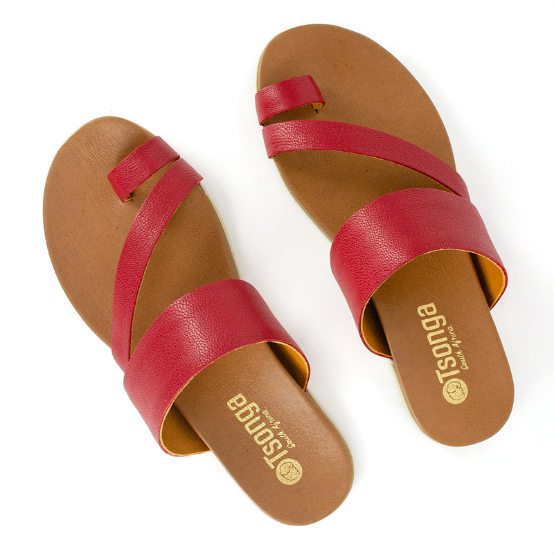 Ningizimu : Ladies Leather Sandal in Valentine Cayak