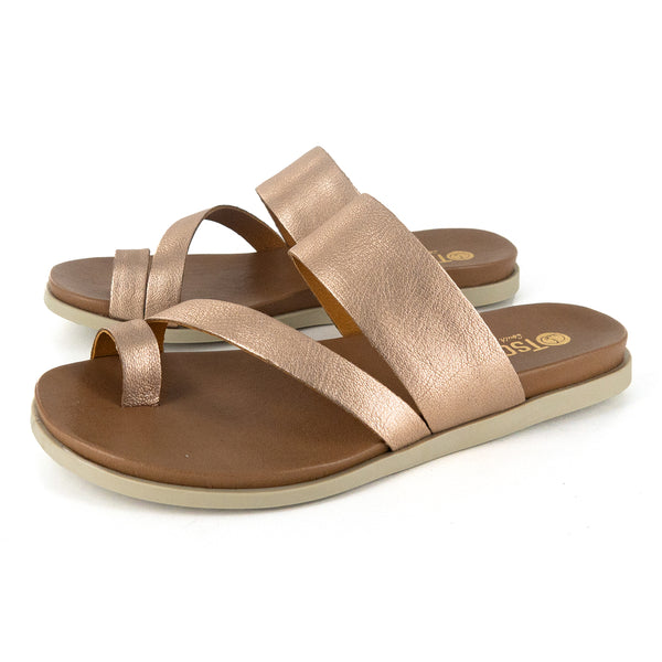 Ningizimu : Ladies Leather Sandal in Rose Gold Metallic