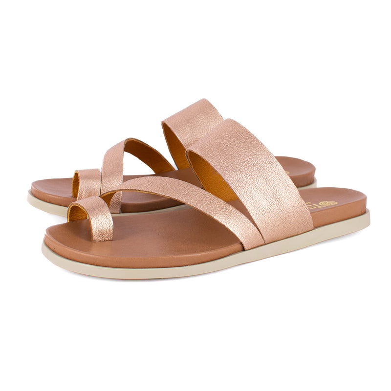 Ningizimu : Ladies Leather Sandal in Rose Gold Metallic