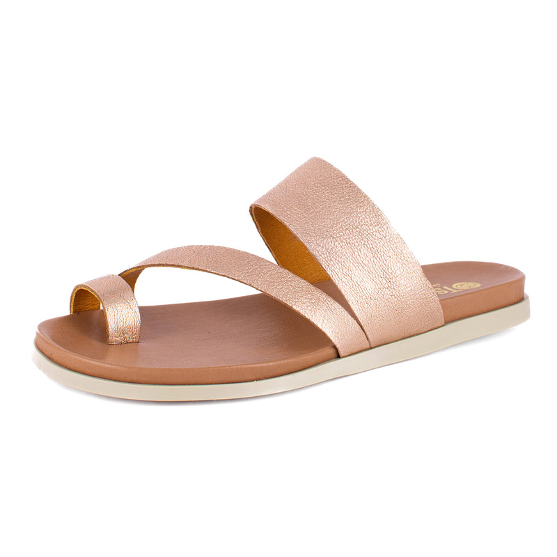 Ningizimu : Ladies Leather Sandal in Rose Gold Metallic