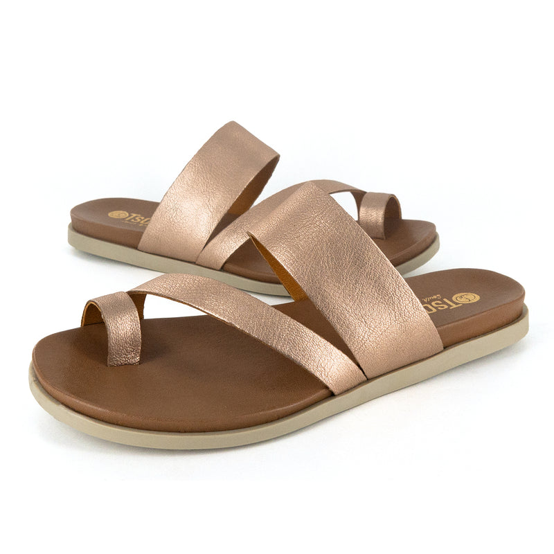 Ningizimu : Ladies Leather Sandal in Rose Gold Metallic