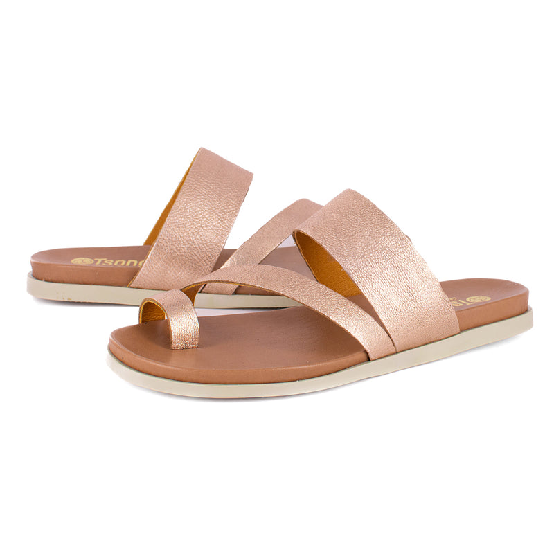 Ningizimu : Ladies Leather Sandal in Rose Gold Metallic