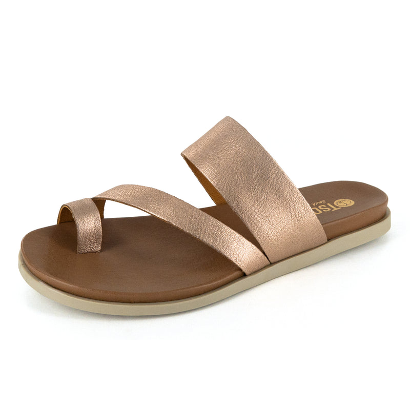 Ningizimu : Ladies Leather Sandal in Rose Gold Metallic