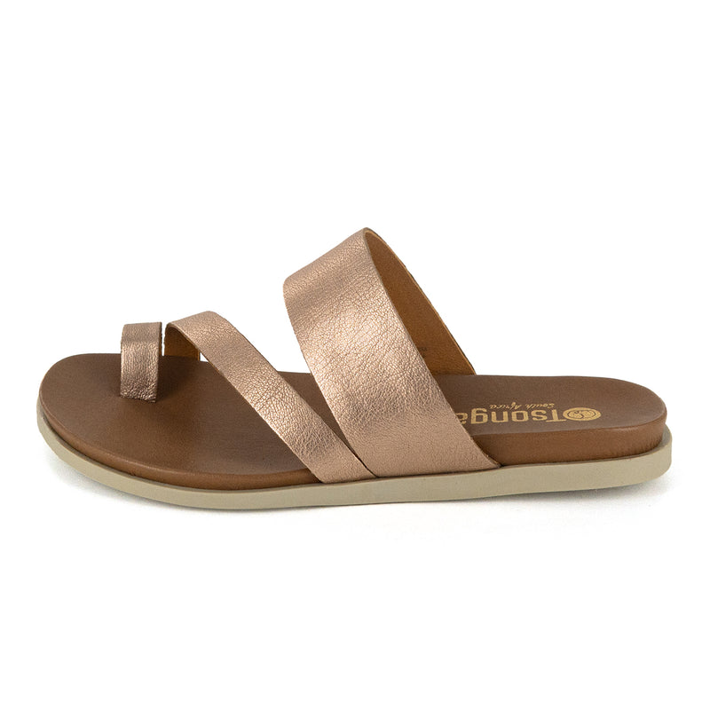 Ningizimu : Ladies Leather Sandal in Rose Gold Metallic