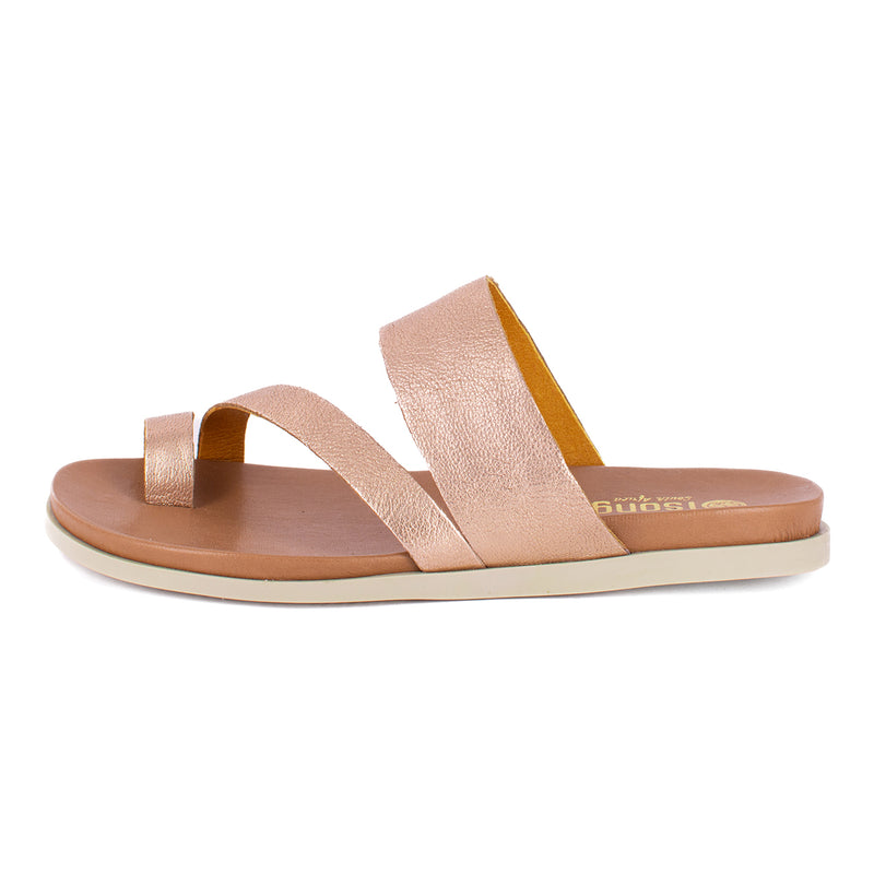 Ningizimu : Ladies Leather Sandal in Rose Gold Metallic