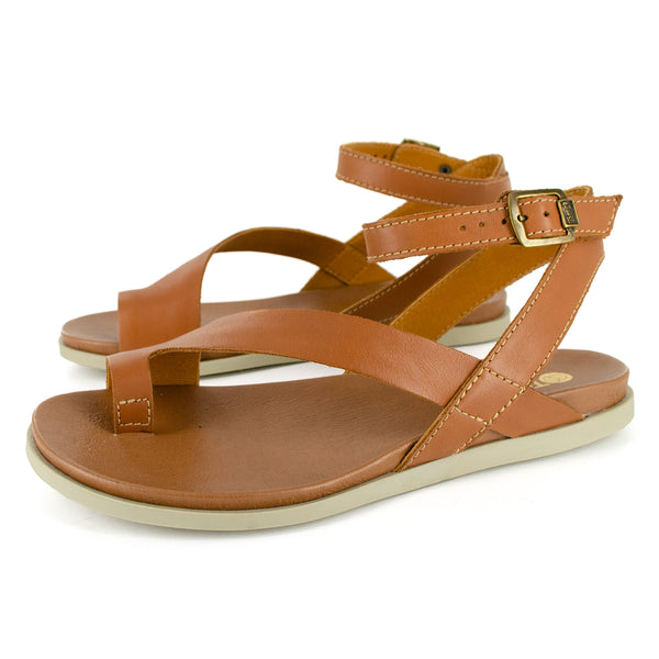 Ugalonci : Ladies Leather Sandal in Hazel Relaxa