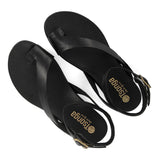 Ugalonci : Ladies Leather Sandal in Black Relaxa