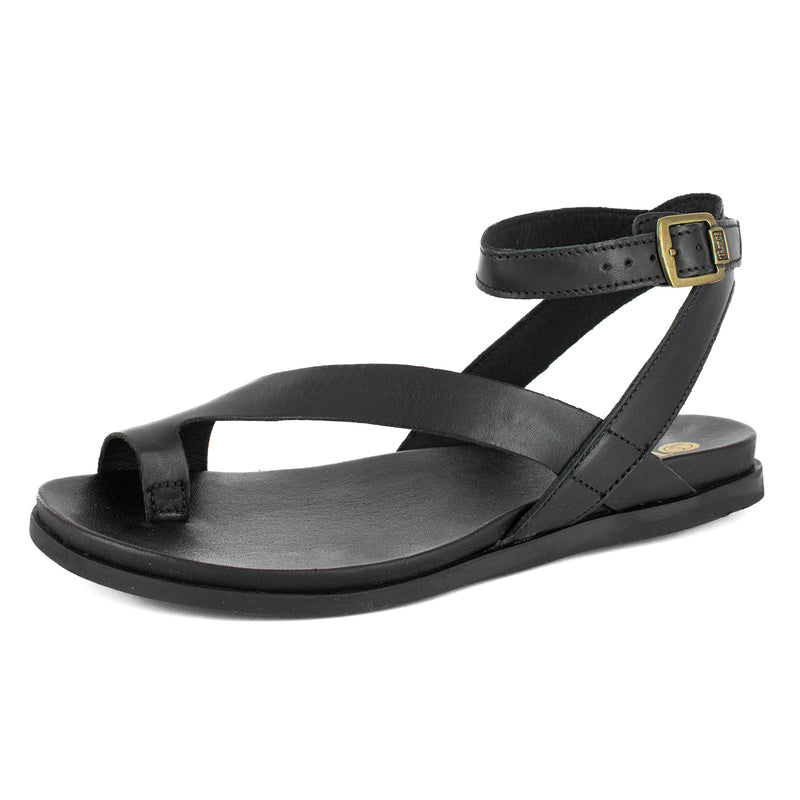 Ugalonci : Ladies Leather Sandal in Black Relaxa