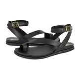 Ugalonci : Ladies Leather Sandal in Black Relaxa