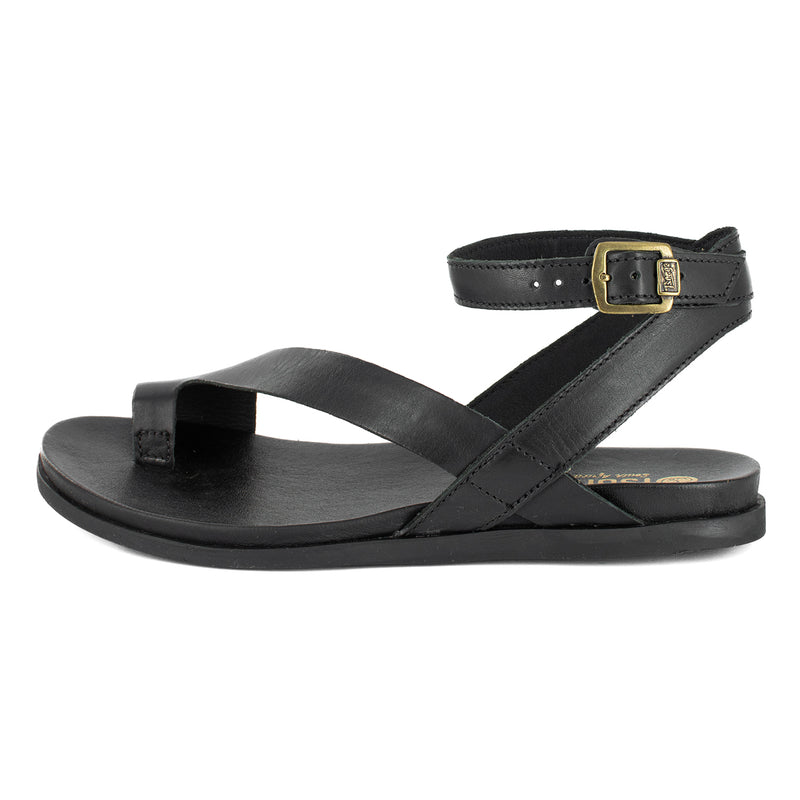 Ugalonci : Ladies Leather Sandal in Black Relaxa