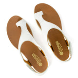 Ukumosa : Ladies Leather Sandal in White Cayak