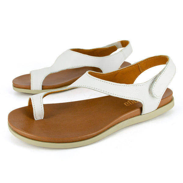 Ukumosa : Ladies Leather Sandal in White Cayak