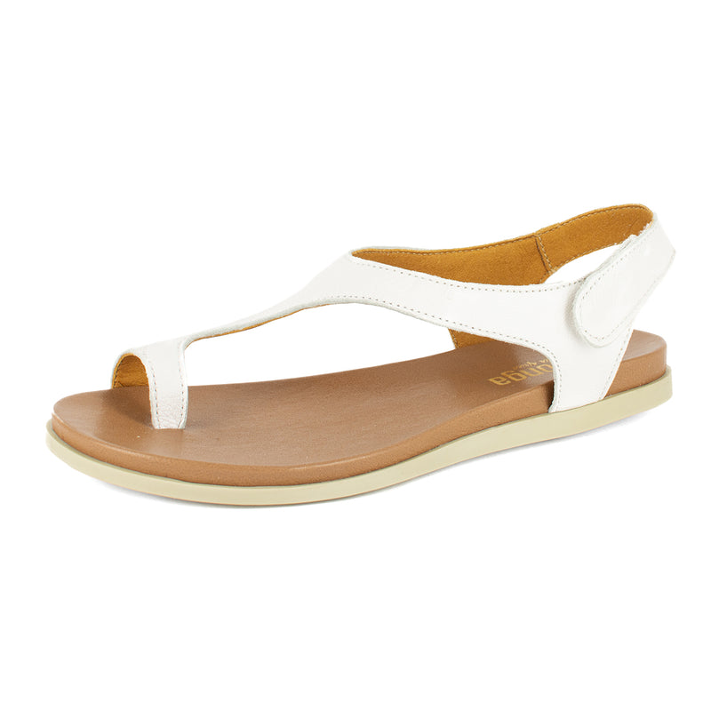 Ukumosa : Ladies Leather Sandal in White Cayak