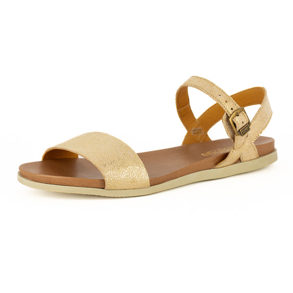 Ntweza : Ladies Leather Sandal in Glitter Gold