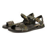 Ntweza : Ladies Leather Sandal in Black Batik