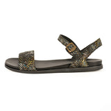 Ntweza : Ladies Leather Sandal in Black Batik