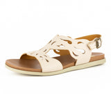 Faraji : Ladies Leather Sandal in Cream Cayak