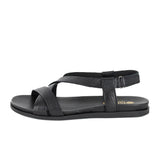 Sadani : Ladies Leather Sandal in Black Cayak