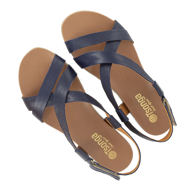 Sadani : Ladies Leather Sandal in Marine Cayak