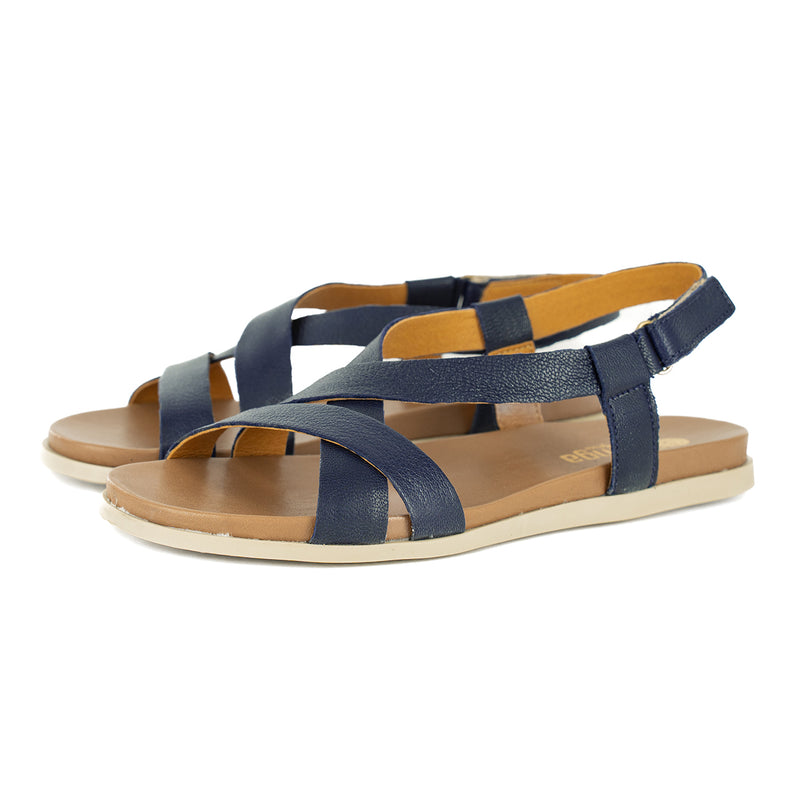 Sadani : Ladies Leather Sandal in Marine Cayak