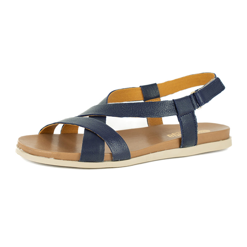 Sadani : Ladies Leather Sandal in Marine Cayak