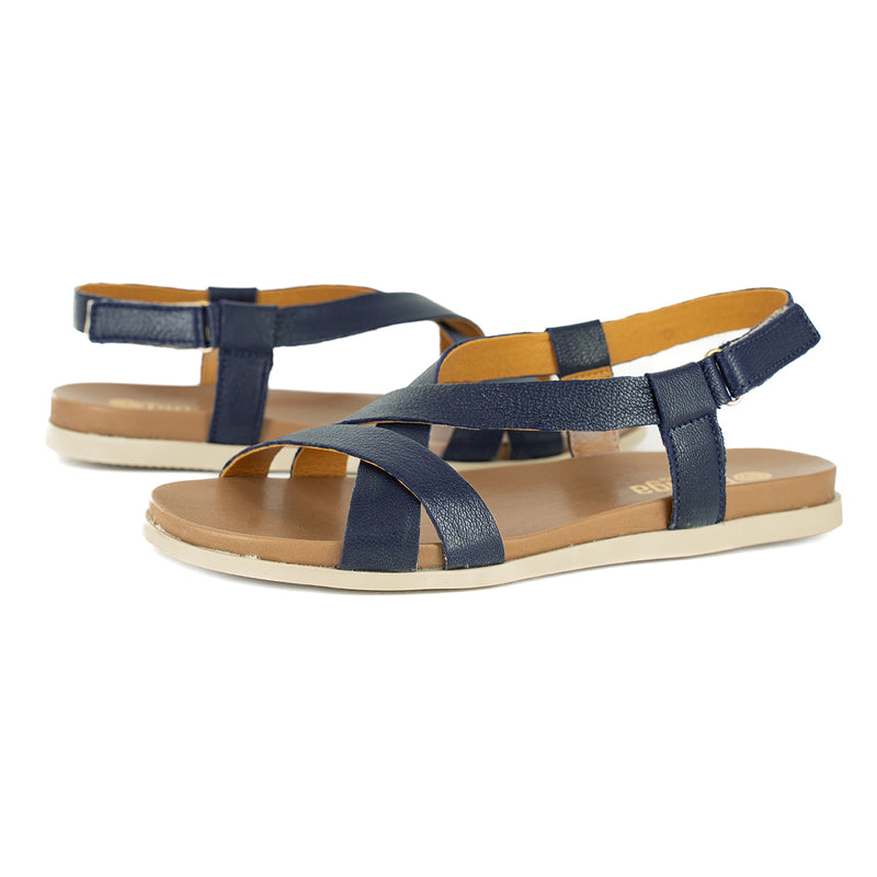 Sadani : Ladies Leather Sandal in Marine Cayak