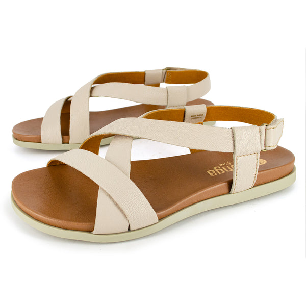 Sadani : Ladies Leather Sandal in Cream Cayak