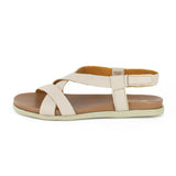 Sadani : Ladies Leather Sandal in Cream Cayak