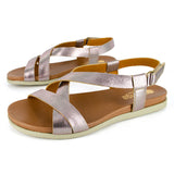 Sadani : Ladies Leather Sandal in Pink Metallic