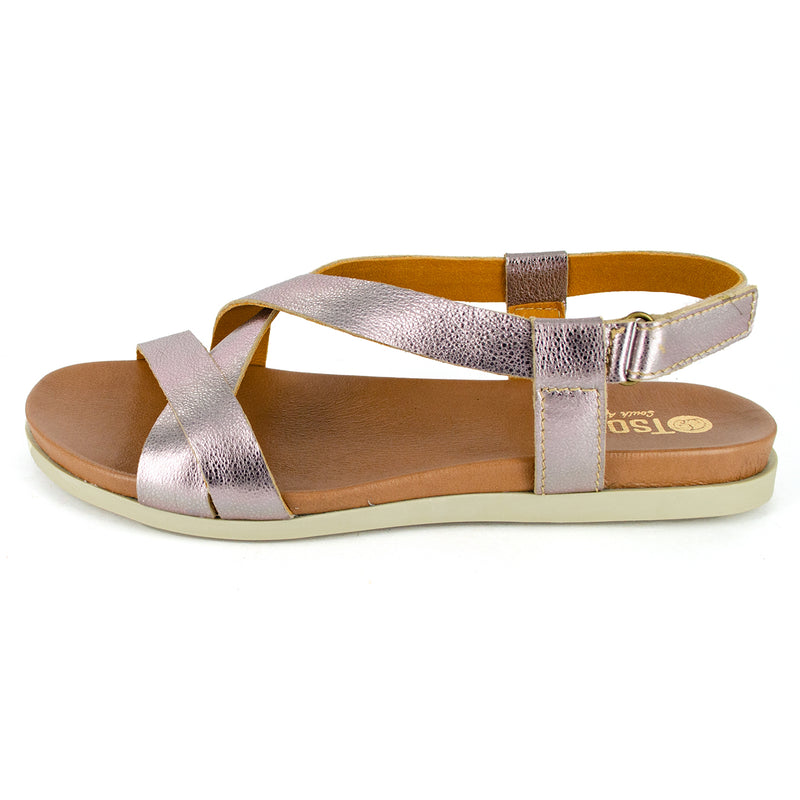 Sadani : Ladies Leather Sandal in Pink Metallic