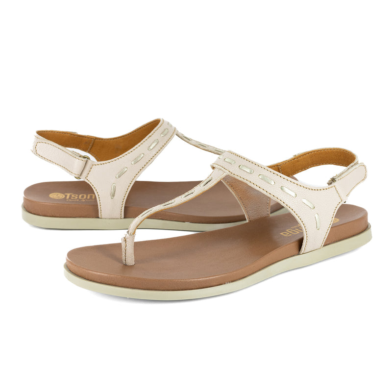 Shamwari : Ladies Leather Sandal in Cream Cayak