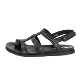 Kalahari : Ladies Leather Sandal in Black Cayak