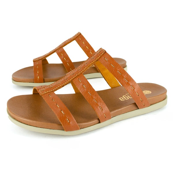 Zuwarah : Ladies Leather Sandal in Oak Cayak