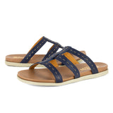 Zuwarah : Ladies Leather Sandal in Marine Cayak