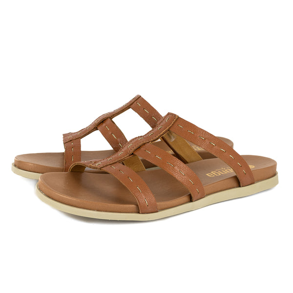 Zuwarah : Ladies Leather Sandal in Oak Cayak