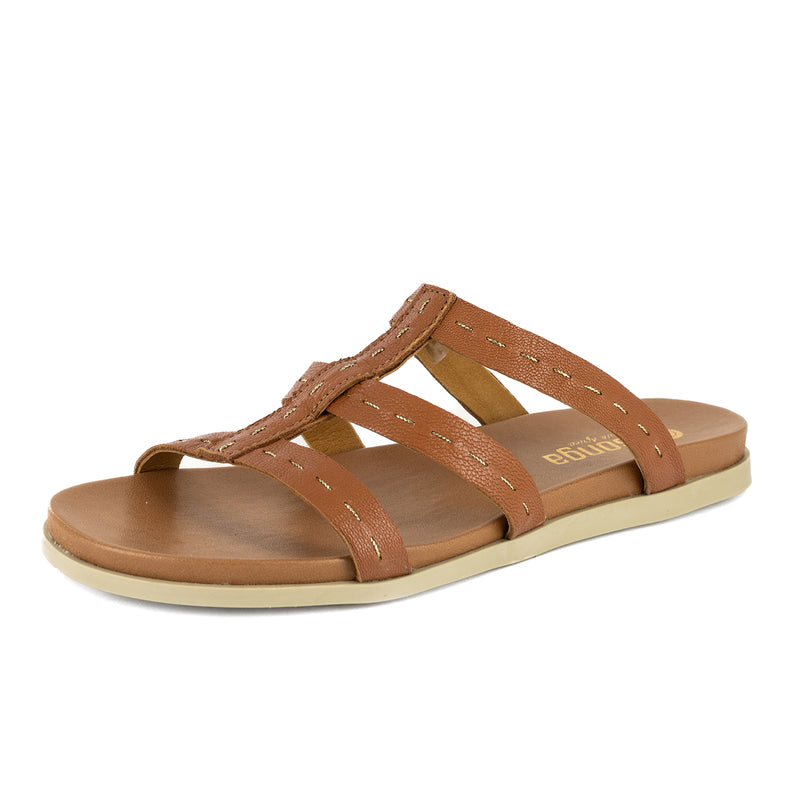 Zuwarah : Ladies Leather Sandal in Oak Cayak