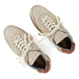 Accra : Ladies Leather Platform Sneaker in Cream Cayak