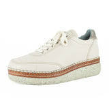 Kwazondi : Ladies Leather Platform Sneaker in Cream Cayak Sabbia Galaxy