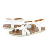 Sadani : Ladies Leather Sandal in White Cayak