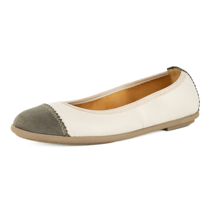 Mabuyana : Ladies Leather Pump in Cream Cayak Fungi Velutto