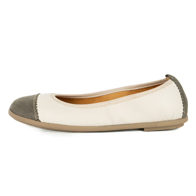 Mabuyana : Ladies Leather Pump in Cream Cayak Fungi Velutto